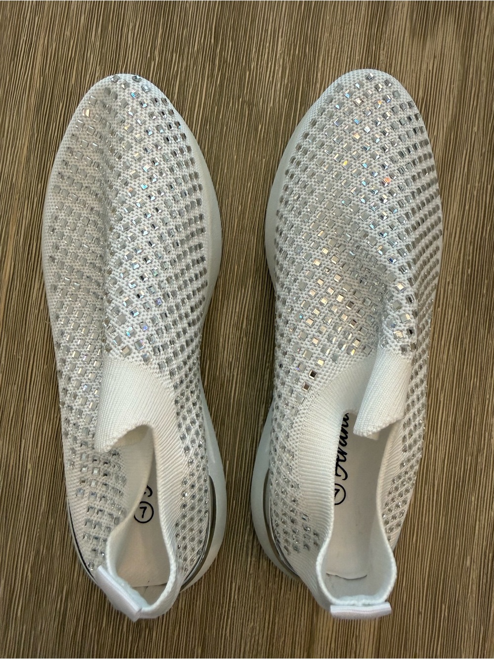 Avanti Women’s Slip-On Rhinestone Sock Sneakers - White size 7